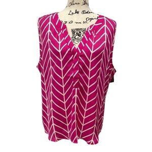Pink Chevron Sleeveless Dressy Tank Top